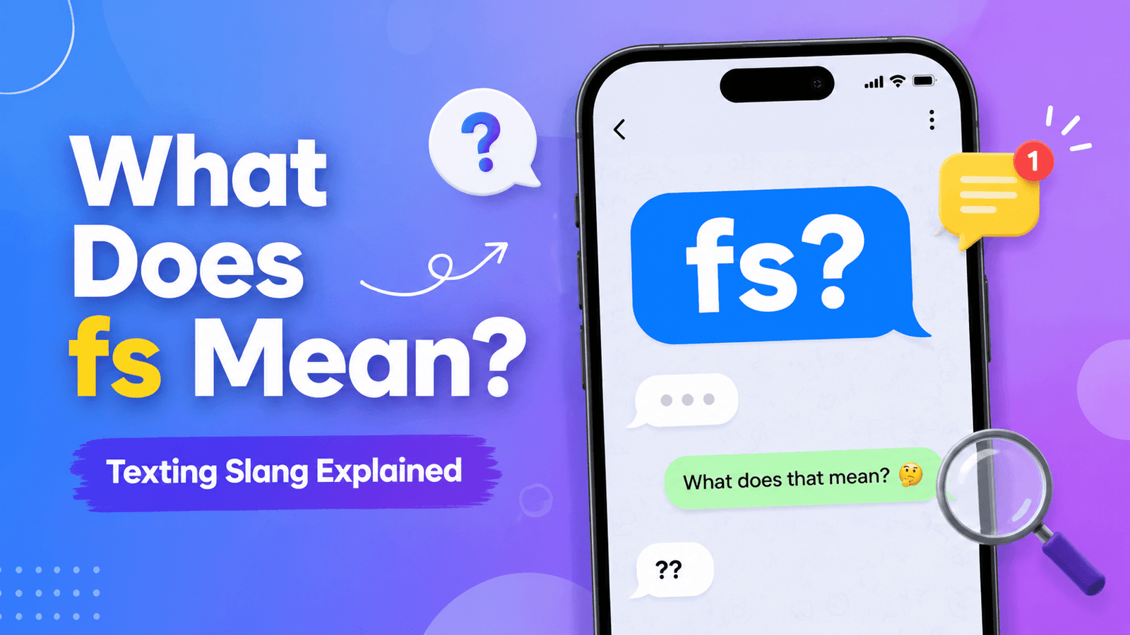 FS meaning in text showing chat conversation with confirmation and slang explanation