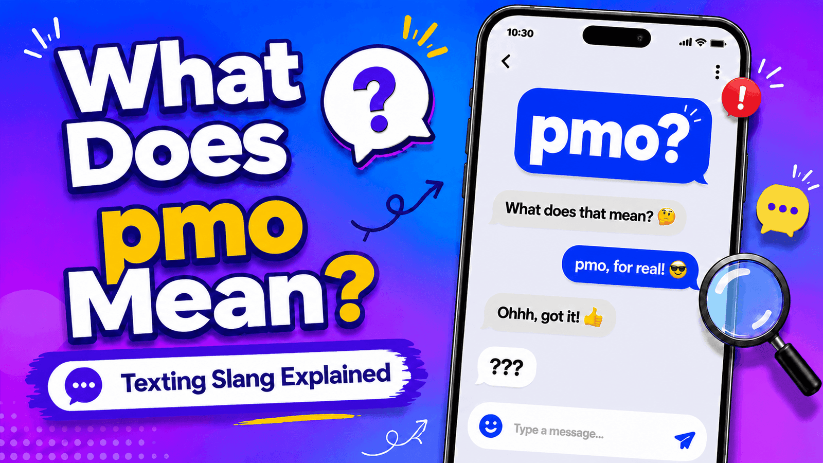 PMO meaning in text explained with texting conversation example