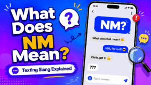 NM meaning in text explained as not much and never mind with examples from Snapchat Instagram and TikTok conversations
