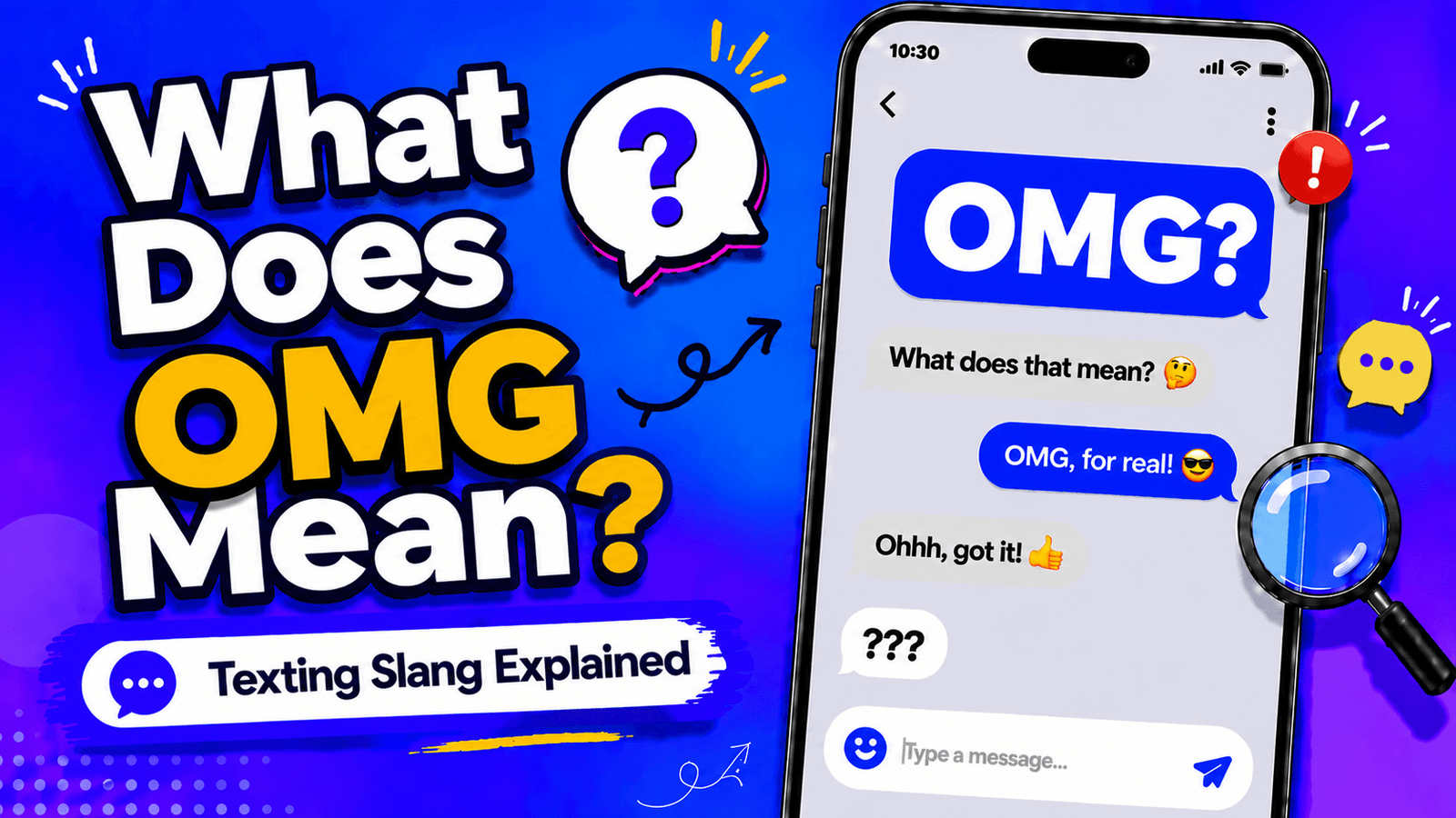 OMG meaning in text shown as Oh My God in a casual chat message