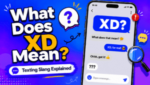 XD meaning in text shown as a laughing face in a casual chat message