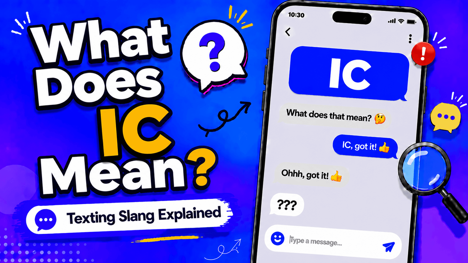 IC meaning in text shown as I see in a casual chat message