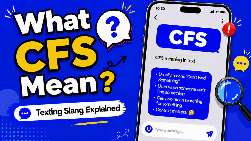 CFS meaning in text showing on the go abbreviation in a phone chat