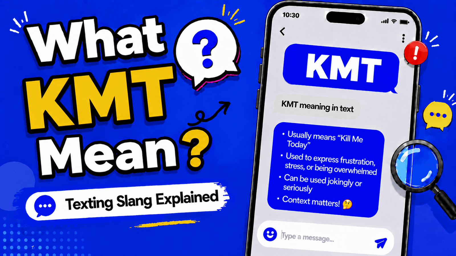 KMT meaning in text showing on the go abbreviation in a phone chat