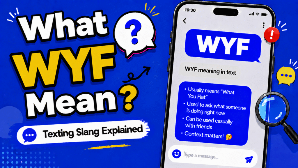WYF meaning in text showing on the go abbreviation in a phone chat