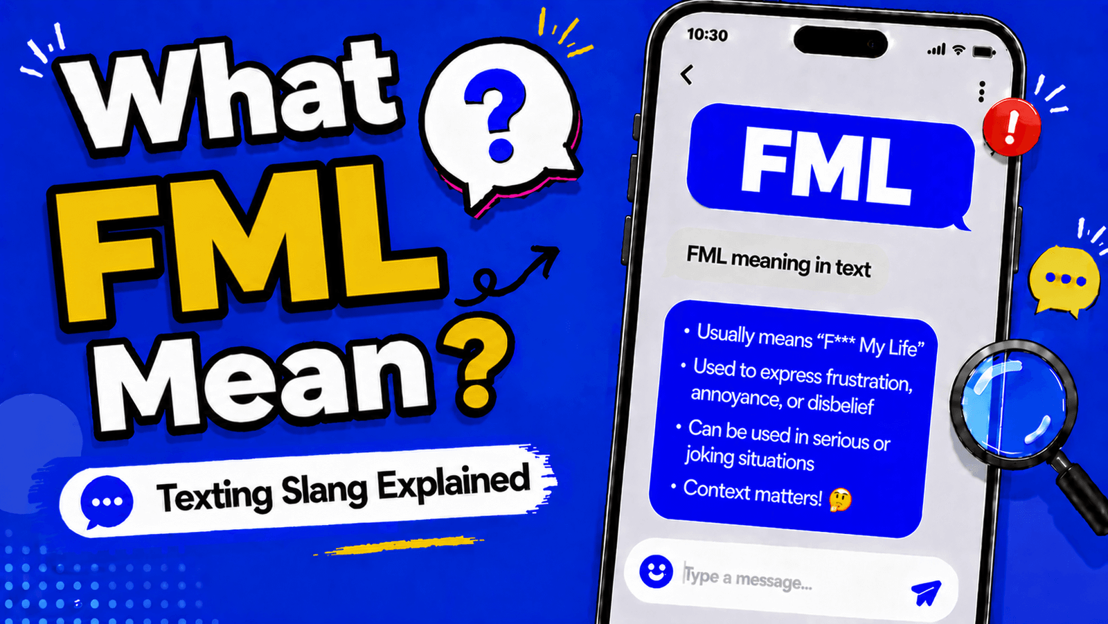FML meaning in text showing on the go abbreviation in a phone chat