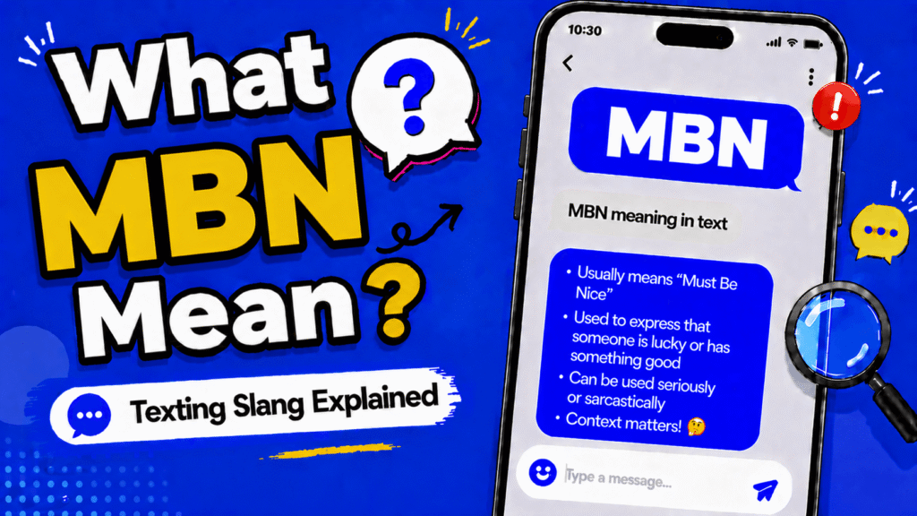 MBN meaning in text showing on the go abbreviation in a phone chat