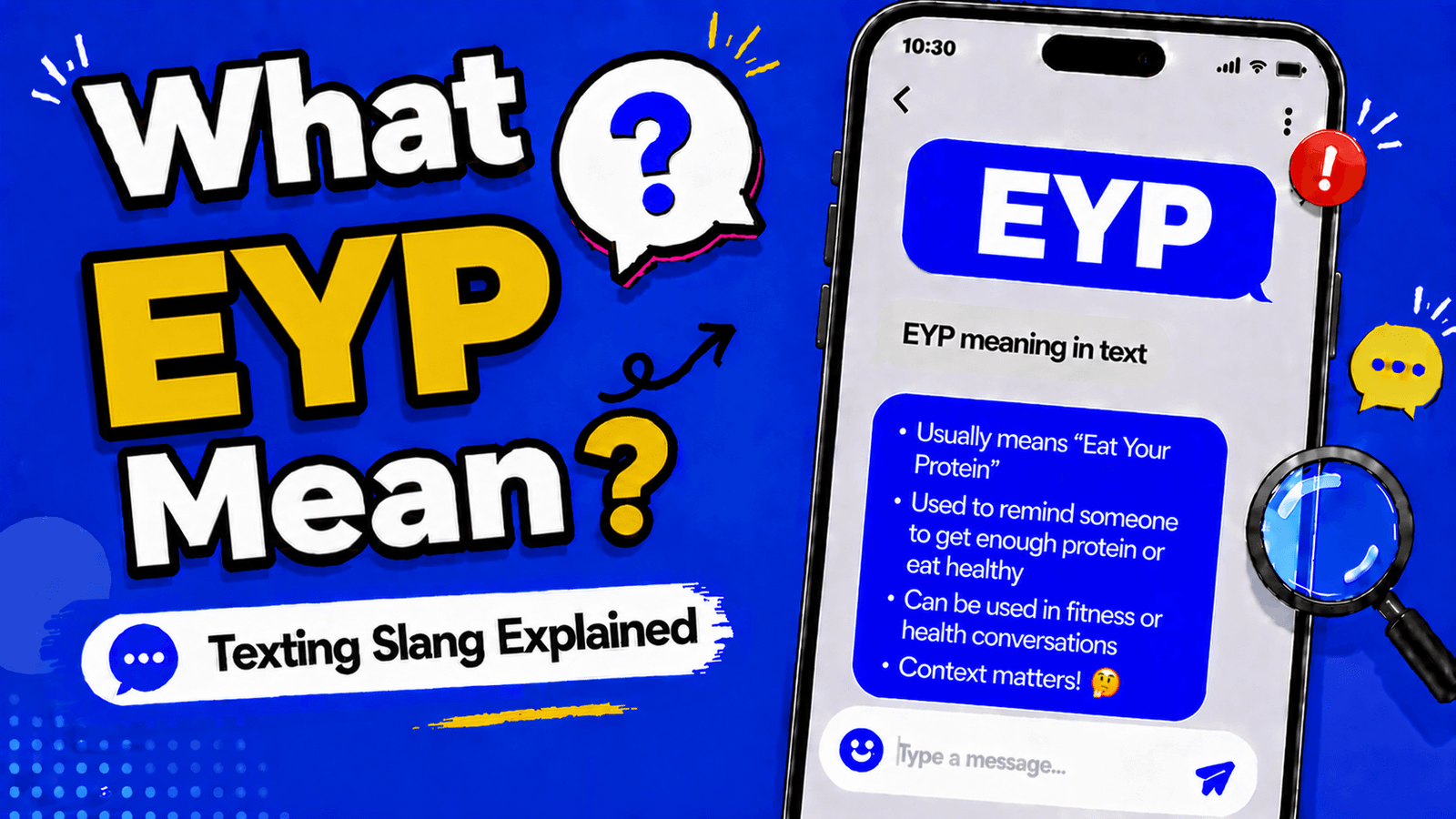 EYP meaning in text showing on the go abbreviation in a phone chat