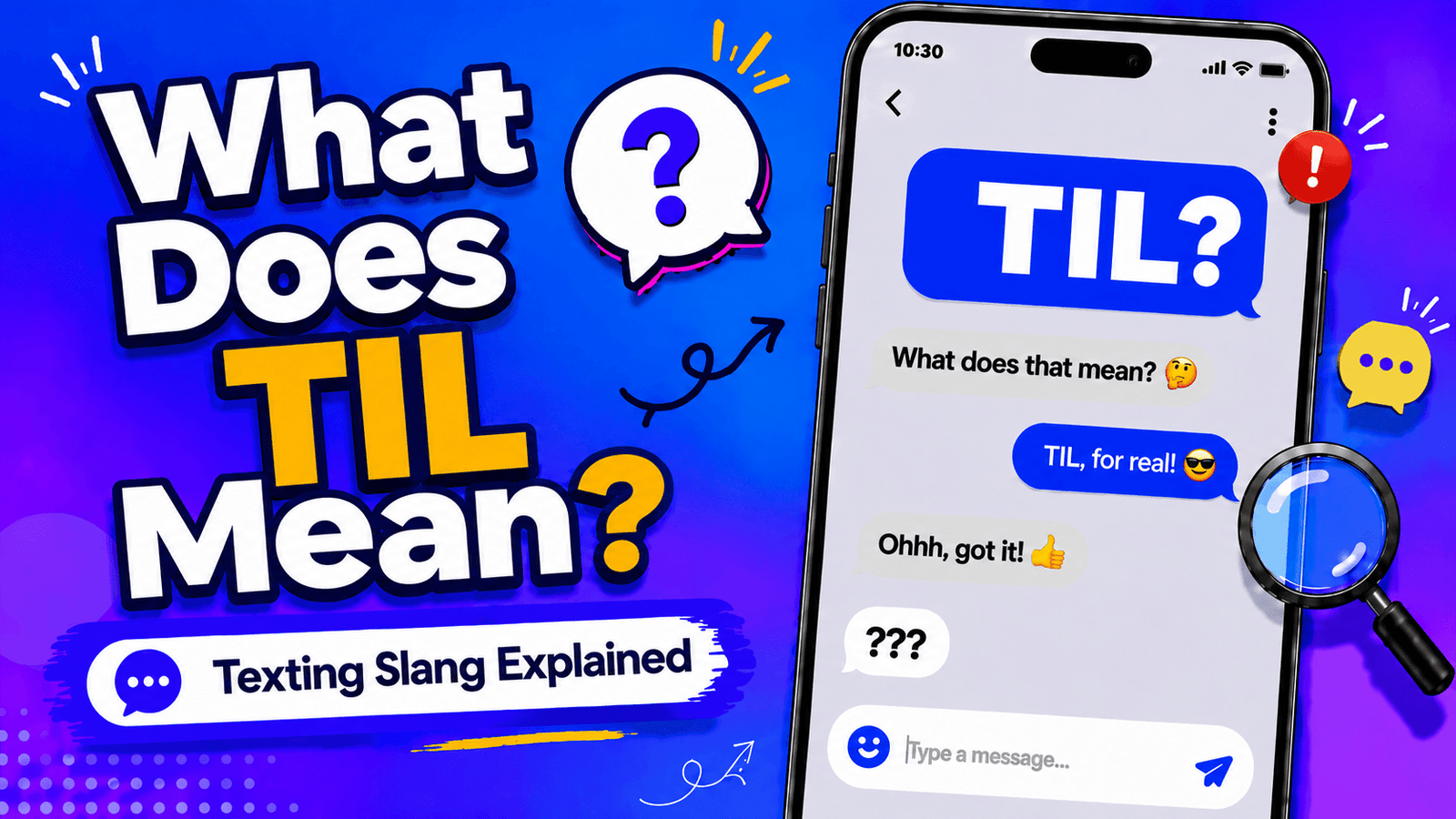 TIL meaning in text shown as Today I Learned in a casual chat message